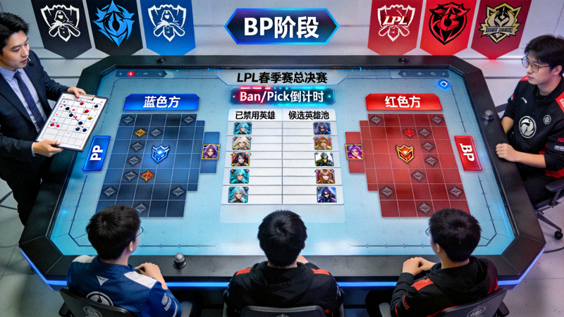 LPL春季赛总决赛BP禁选阶段战术沙盘演示画面