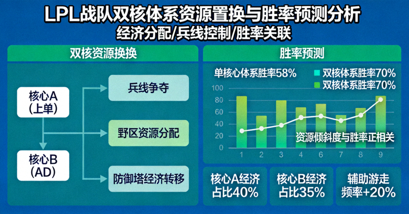 LPL战队双核体系下资源置换与胜率预测分析图